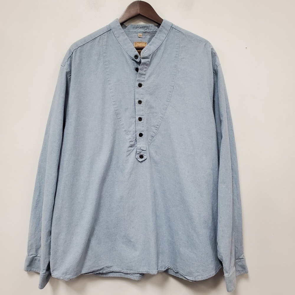 Wah Maker Clothing Mens Frontier Button Shirt Size XXL Light Blue Long Sleeve